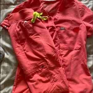 LIMITED EDITION HOT CORAL FIGS SCRUBS SET